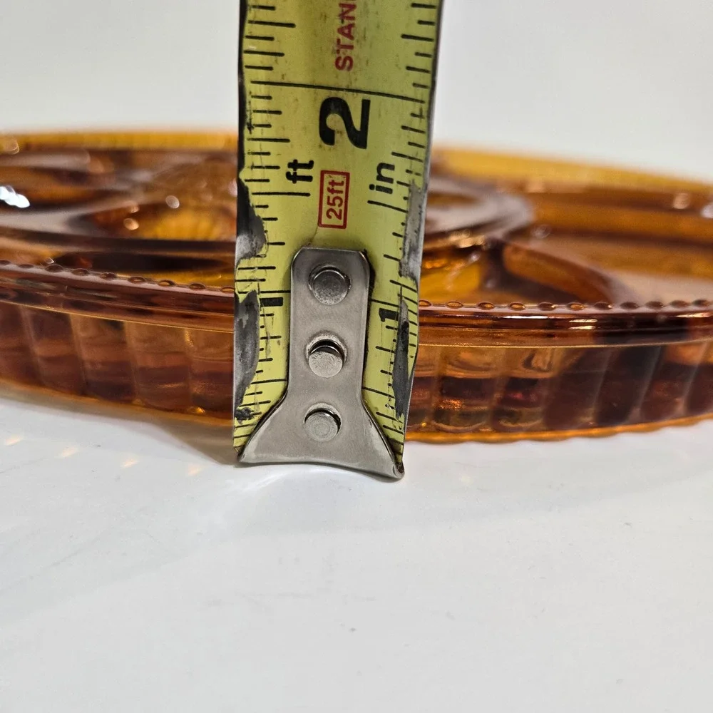 Vintage Indiana Glass Amber Deviled Egg & Relish Tray Divided 13